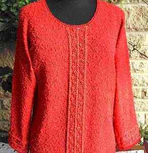 Sideways Knitted Top with Weaving Detail Pattern